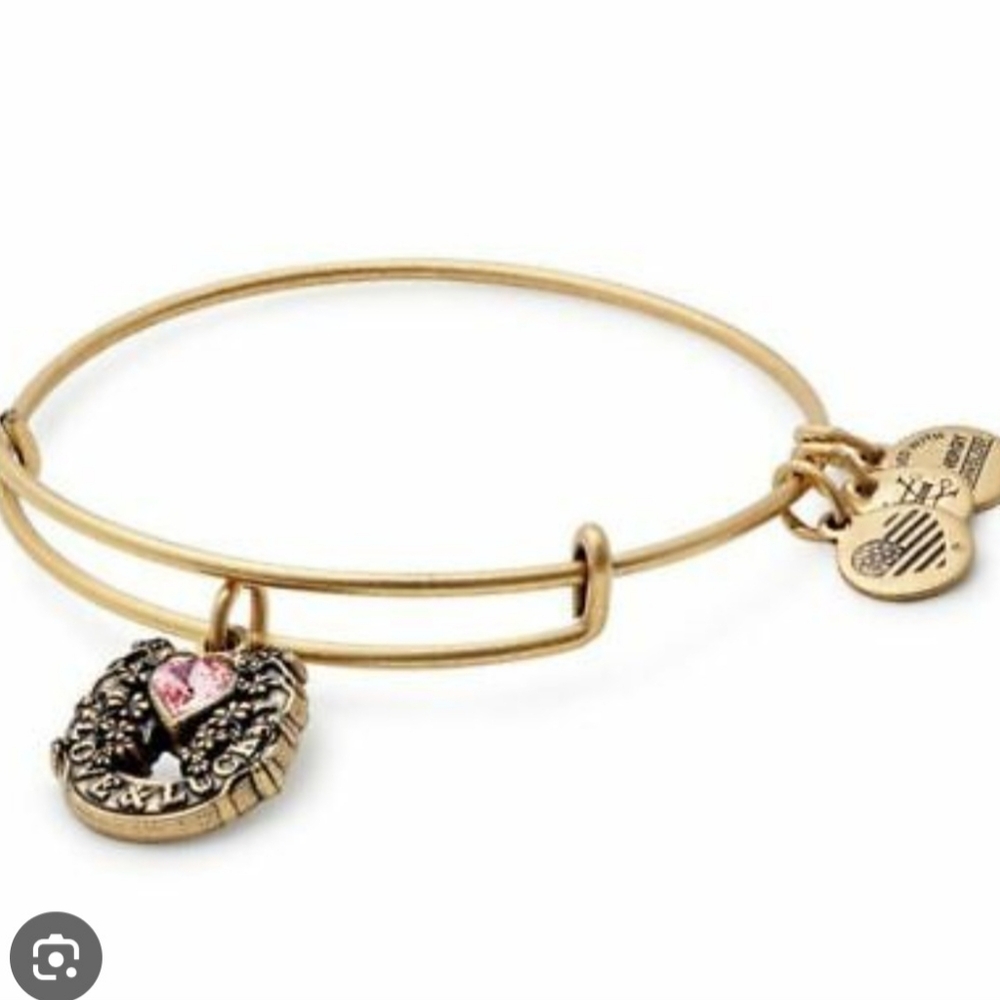 Alex and Ani Fortune's Favor Love & Luck Gold Bangle Bracelet - Picture 2 of 4